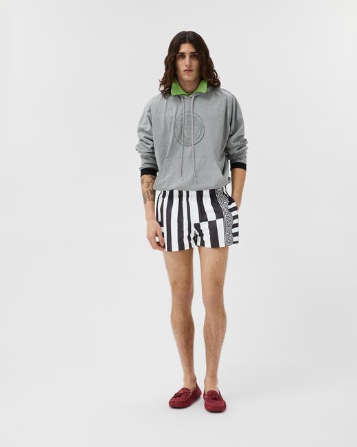 Versace White Printed Swim Shorts for men