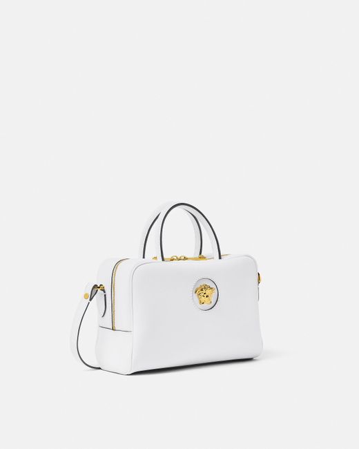 Versace White La Medusa Boston Tasche Aus Leder