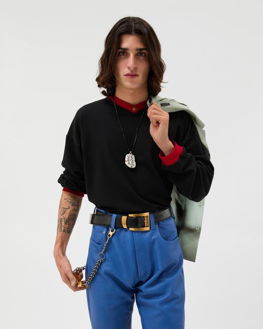 Versace Black Stretch Cotton-Jersey Long-Sleeved T-Shirt for men