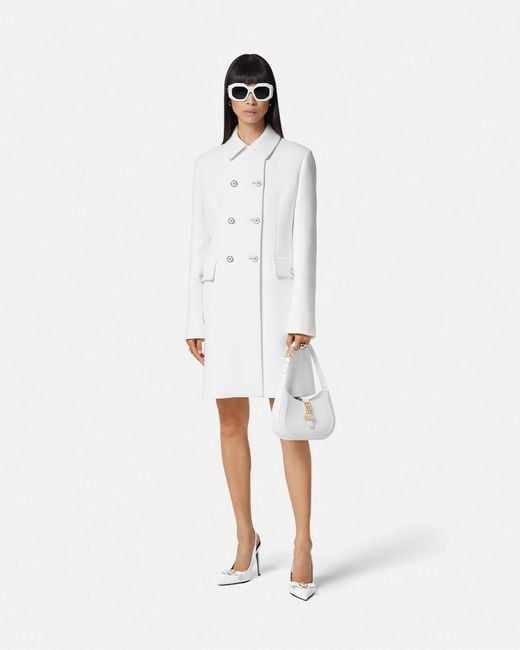 Versace White Crêpe Double-breasted A-line Coat