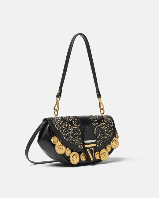 Versace White Studded Coin Virtus Shoulder Bag