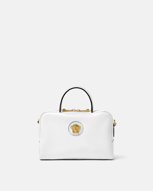 Versace White La Medusa Boston Tasche Aus Leder
