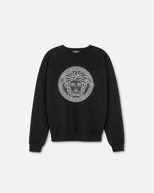 Versace Black Embroidered Medusa Sliced Sweatshirt for men