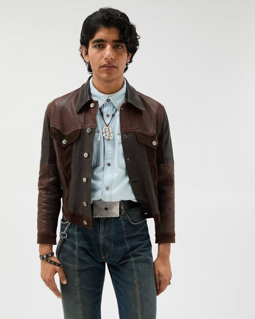 Versace Brown Leather Blouson for men