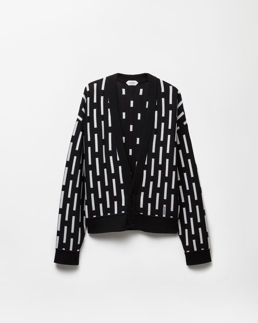 Versace Black Embroidered-Logo Wool Knit Cardigan for men
