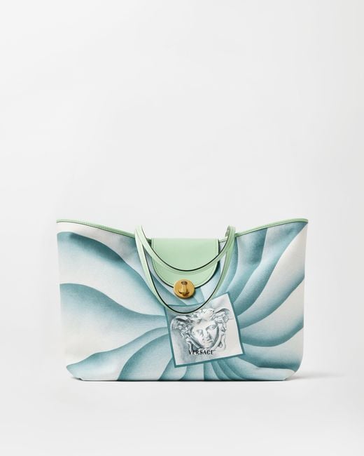 Versace Blue Vivian Printed Large Canvas Tote