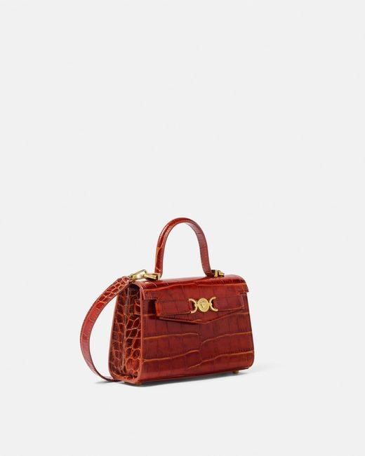 Versace Red Medusa '95 Small Croc-Effect Top-Handle