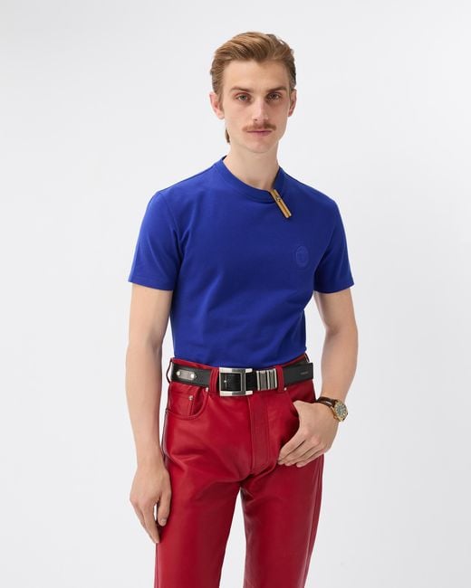 Versace Blue Cotton-Jersey Slim T-Shirt for men