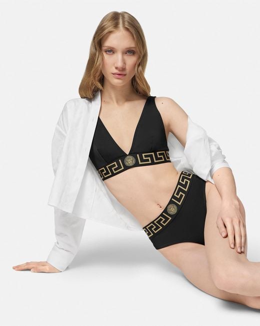 Versace Black Econyl Bikini Bottoms