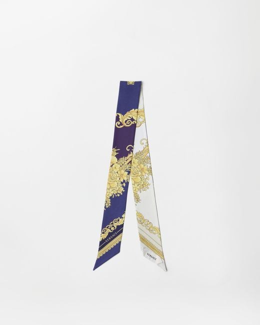 Versace White Printed Silk Twill Ribbon