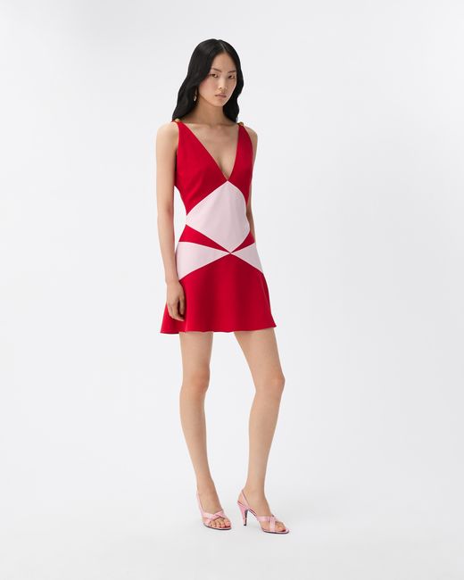 Versace Red Envers-Satin Mini Dress