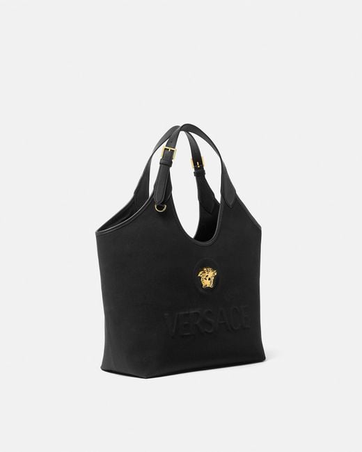 Versace Black La Medusa Canvas Tote