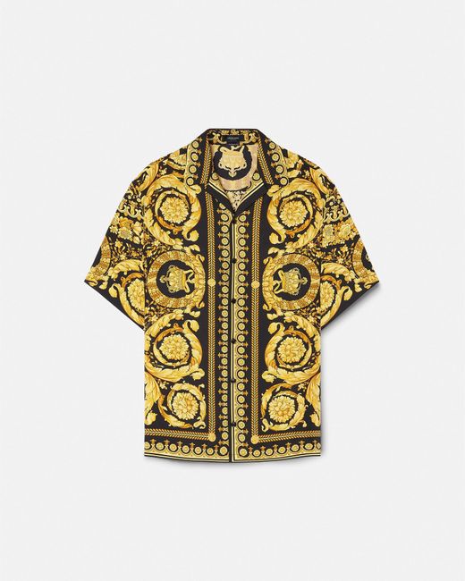 Versace Metallic Barocco Silk Shirt for men
