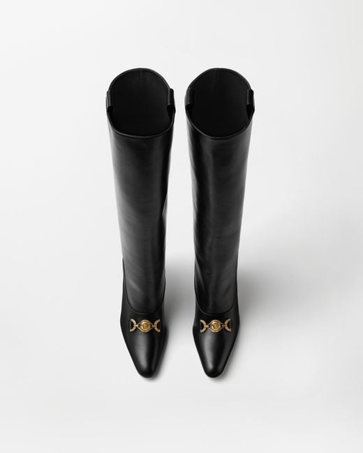 Versace Black Marisa Leather Boots 90 Mm