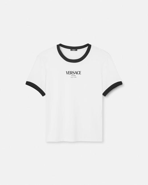 Versace White Stretch Viscose-Jersey T-Shirt