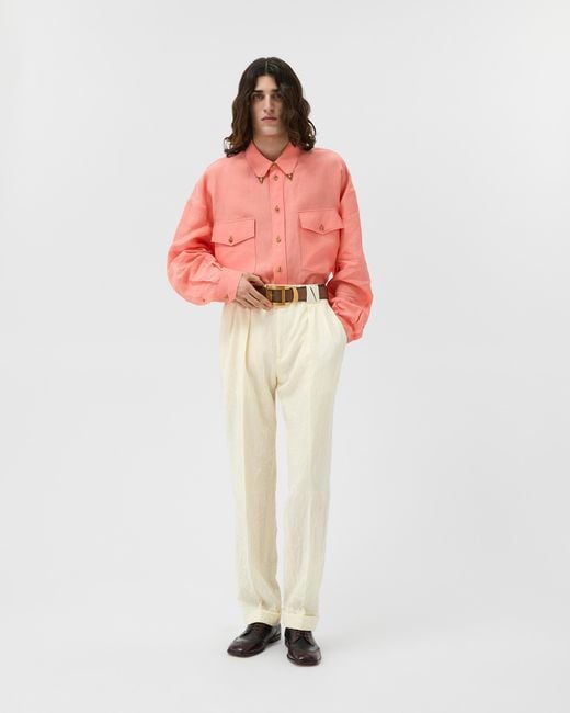 Versace White Wool Creased Formal Pants for men