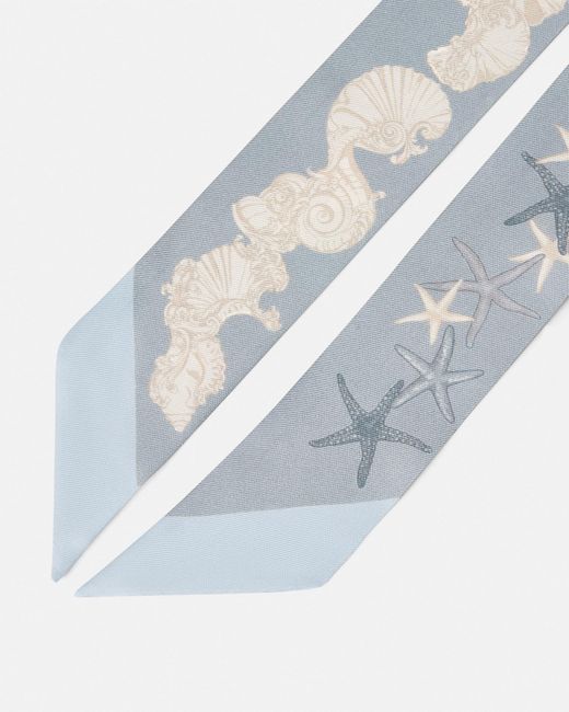 Versace White Barocco Sea Silk Scarf Tie