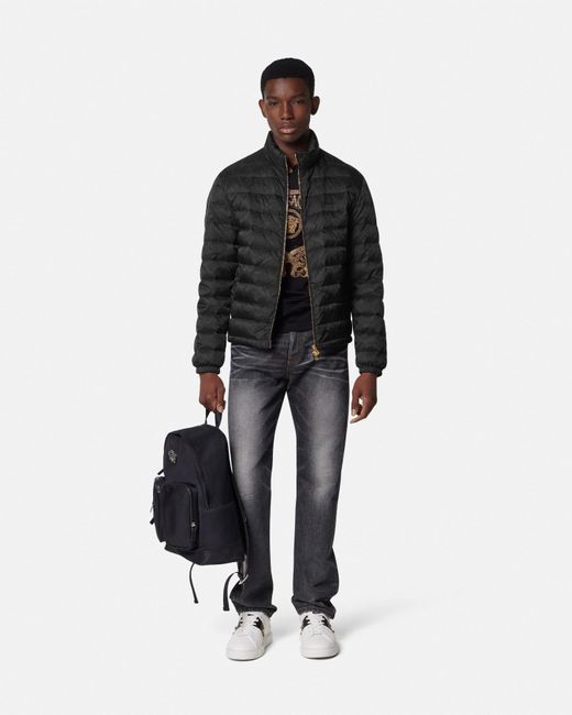 Versace Men's Black Barocco Jacquard Puffer Jacket - Main Image