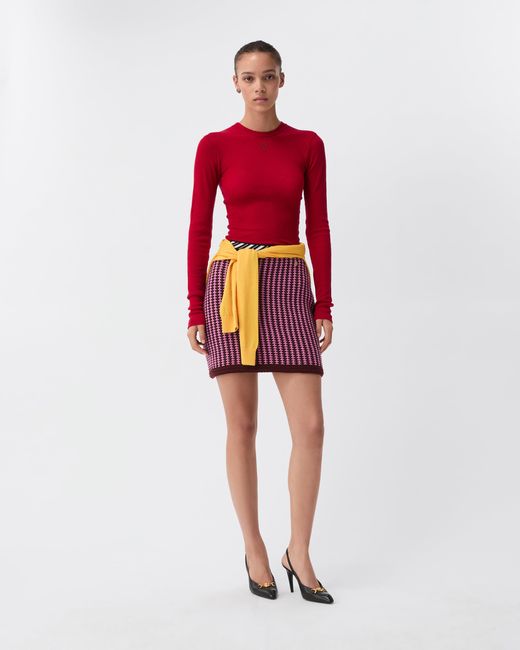 Versace Purple Wool Crochet-Stitch Knit Mini Skirt