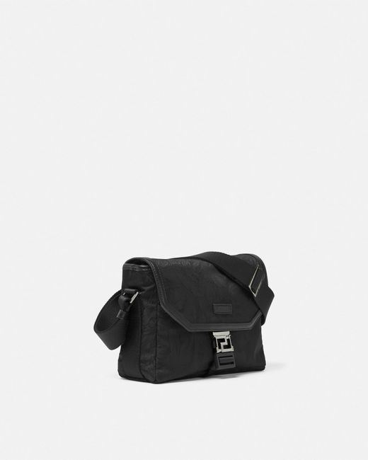 Versace Black Neo Nylon Jacquard Messenger Bag for men