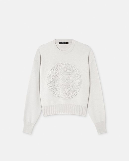 Versace White Cashmere-Wool Knit Sweater