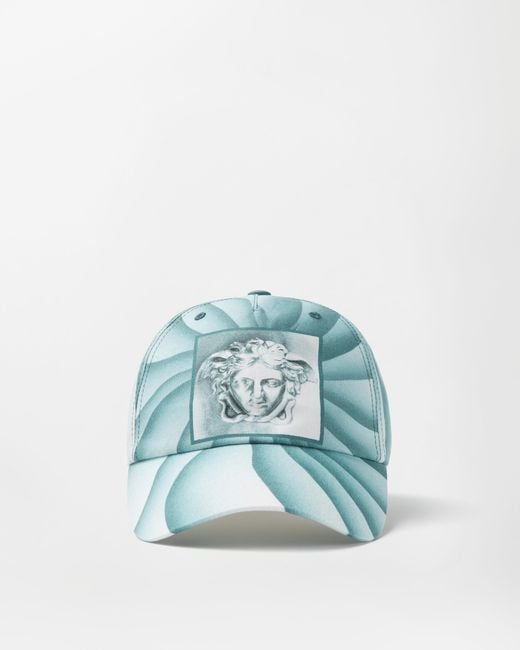 Versace Blue Printed Cotton Baseball Cap