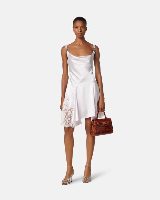 ivory midi dress with sleeves Ivory Silk Puff Sleeve Women's Midi Dress With Embellished Button