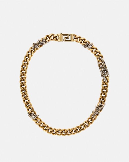 Collier Chaîne Barocco Leaf Versace pour homme en coloris Metallic