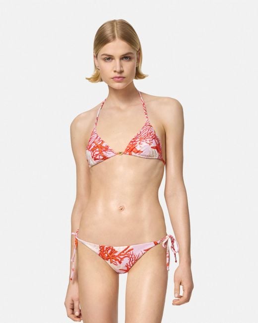 Versace Red Barocco Sea Bikini Top