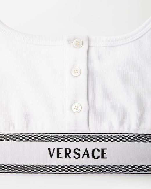Versace White Ribbed Cotton-Jersey Bralette