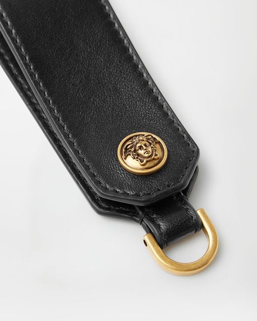 Versace White Emblème Leather Keychain