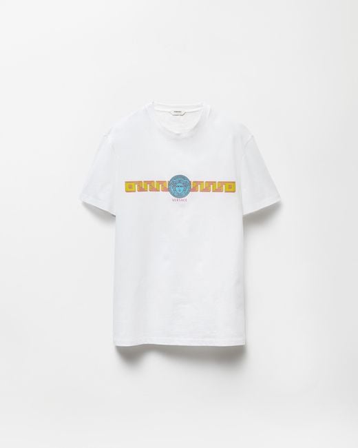 Versace White Printed Cotton-Jersey Slim T-Shirt for men