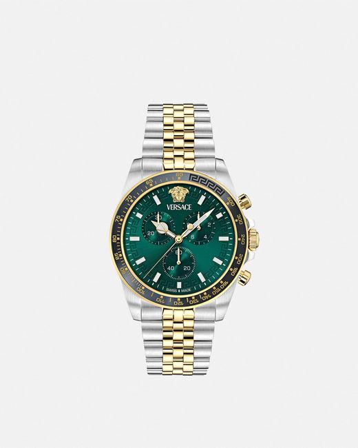 Versace Metallic Greca Chrono Wave Watch for men