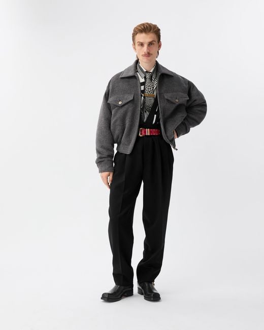 Versace Black Stretch Wool Tailored Pants for men