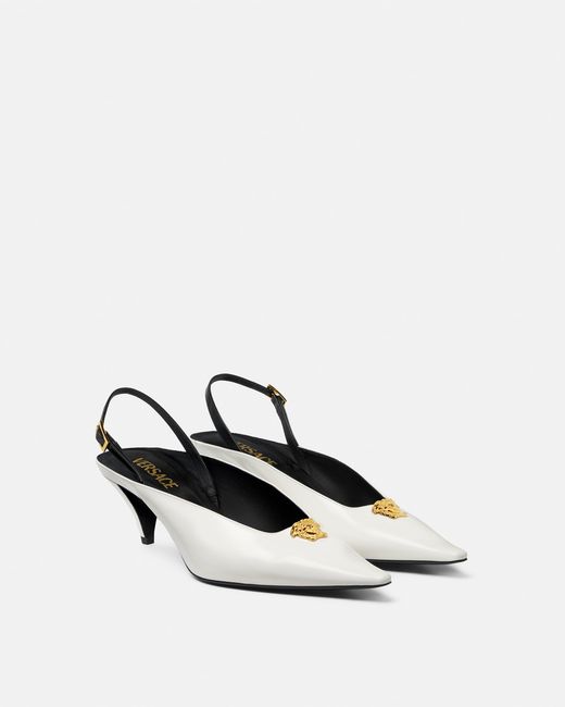 Versace White 55Mm Medusa Leather Pumps