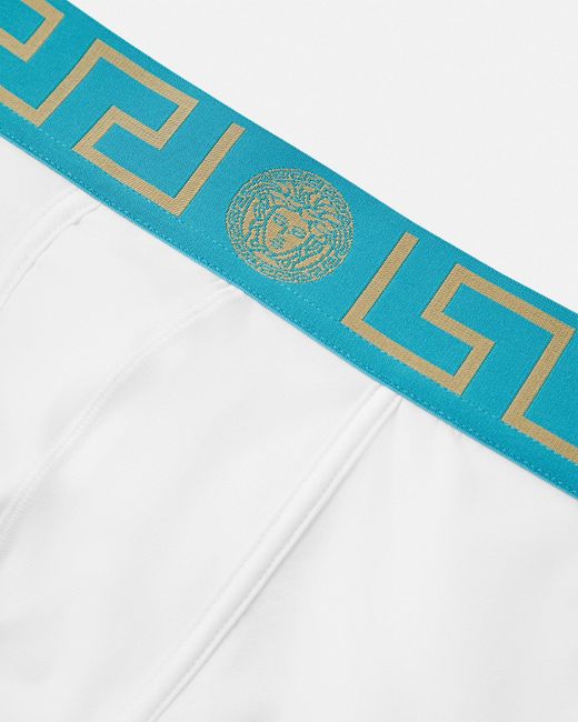 Bóxers Ajustados Largos Con Borde De Greca Versace de hombre de color Blue