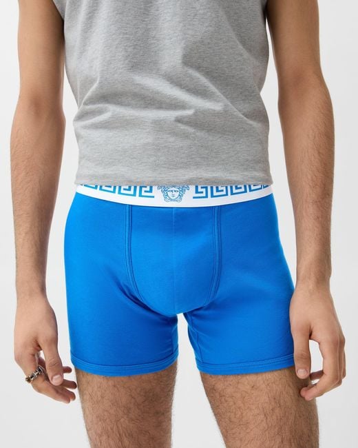 Versace Blue Cotton-Jersey Trunks for men
