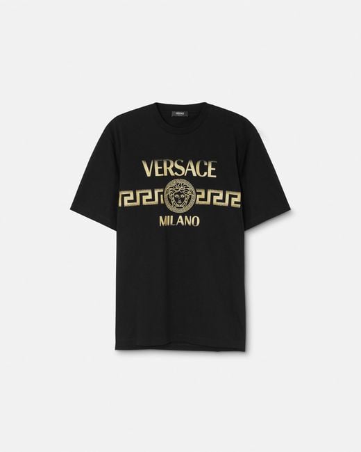 Versace Black Printed Cotton-Jersey Regular T-Shirt for men