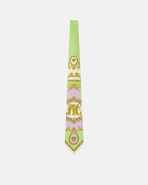 Versace White Printed Silk Twill Tie for men