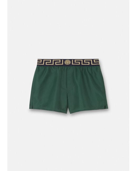 Versace Greca Border Swim Shorts in Khaki (Green) for Men | Lyst