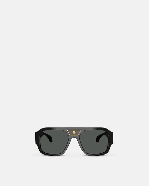 Versace Black Signature Navigator Sunglasses for men