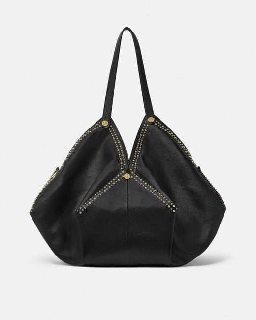 Versace Black Protea Embellished Large Shoulder Bag