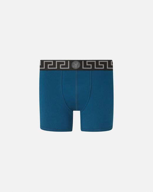 Versace Blue Cotton-Jersey Long Trunks for men