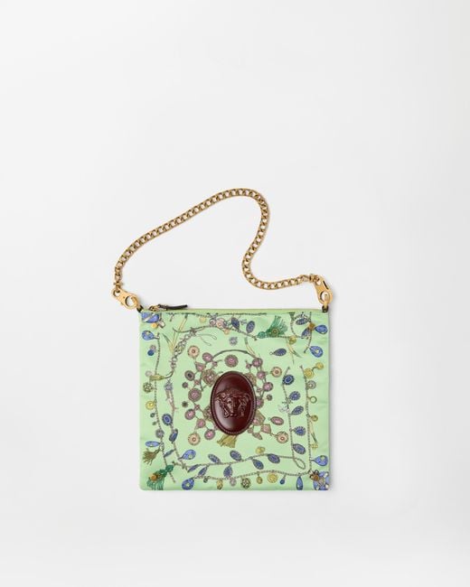 Versace Green Cabine Printed Duchesse Shoulder Bag