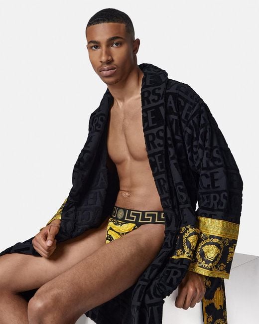 Versace Bedruckter Jockstrap Aus Baumwolljersey in White für Herren