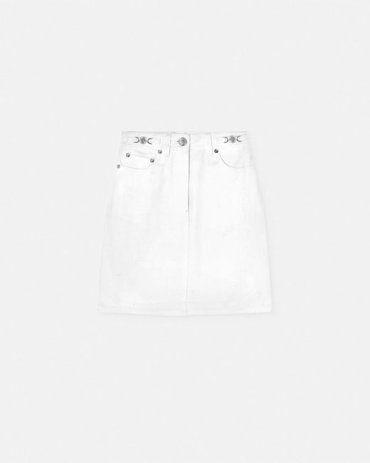 Versace White A-line Denim Skirt