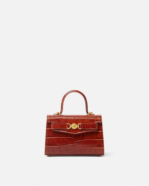 Versace Red Medusa '95 Small Croc-Effect Top-Handle