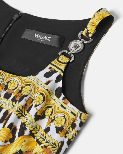 Versace Metallic Wild Barocco Fitted Midi Dress