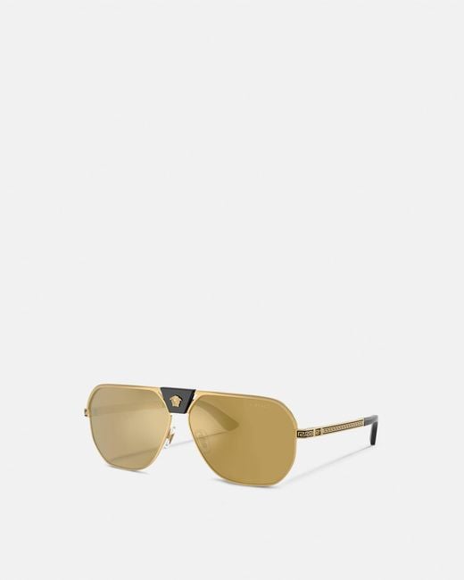 Versace Natural Greca Flow Navigator Sunglasses for men