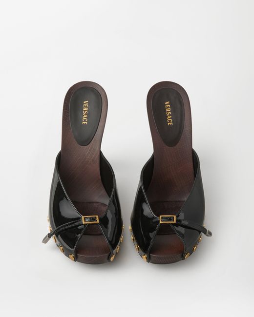 Versace White Sassi Patent Clogs 105 Mm